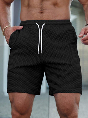 Rajovati Solid Men Black Basic Shorts