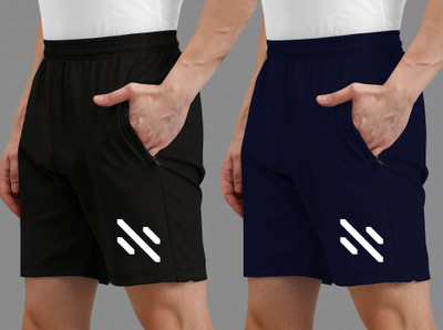 AVOLT Printed Men Black, Dark Blue Sports Shorts