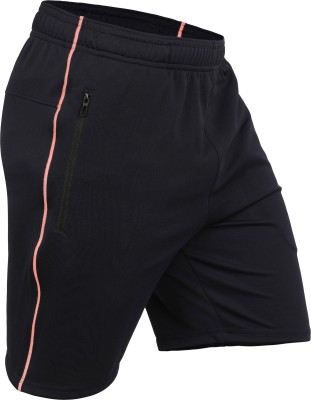 never lose Solid Men Black Sports Shorts