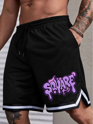 CULISH Printed Men Black Gym Shorts, Running Shorts, Sports Shorts, Regular Shorts