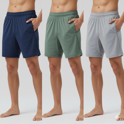 jocker Solid Men Green, Dark Blue, Grey Beach Shorts, Cycling Shorts, Gym Shorts, Night Shorts