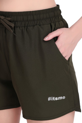 itsme Solid Women Brown Gym Shorts