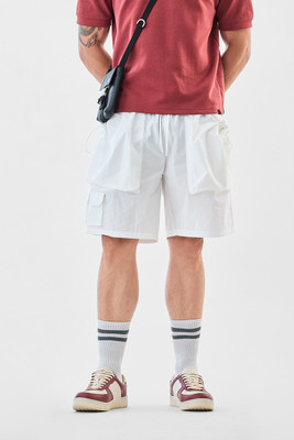 Snitch Solid Men White Cargo Shorts