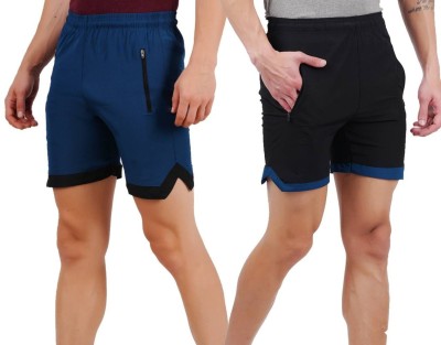 jocker Solid Men Dark Blue, Black Regular Shorts