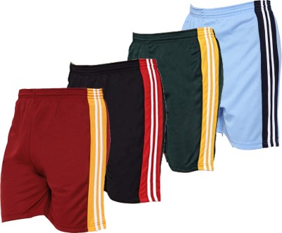 OORA Striped Men Maroon, Black, Green, Light Blue Sports Shorts