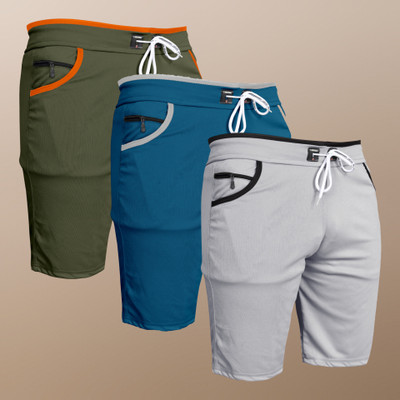 WeReKo Solid Men Green, Light Blue, Silver Sports Shorts, Casual Shorts, Gym Shorts