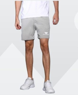 skyrow Solid Men Silver Basic Shorts, Night Shorts, Casual Shorts, Regular Shorts