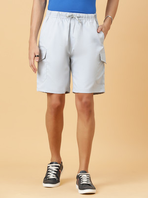 KOTTY Solid Men Light Blue Cargo Shorts