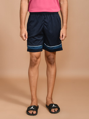 SKYKNIT Color Block Men Dark Blue Sports Shorts