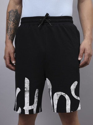 BEWAKOOF Printed Men Black Regular Shorts