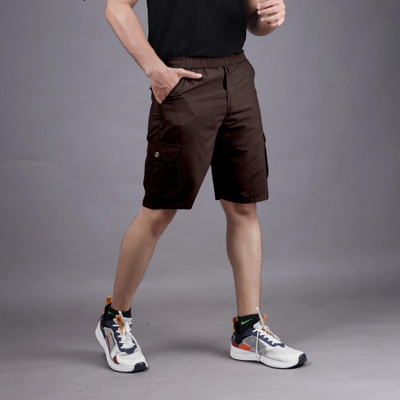 RAXAENTERPRISE Solid Men Brown Cargo Shorts, Casual Shorts