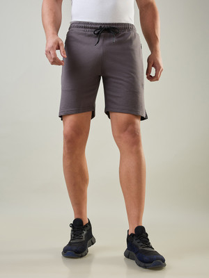 Tim Paris Solid Men Grey Basic Shorts