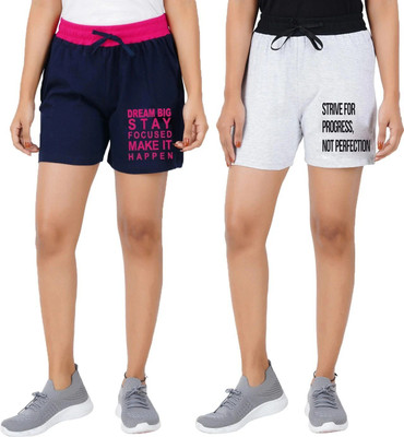 jocker Printed Women White, Blue Boxer Shorts, Casual Shorts, Gym Shorts, Night Shorts, Regular Shorts