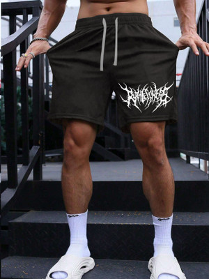 Manlino Graphic Print Men Black Basic Shorts