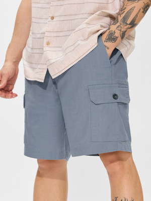 The Souled Store Solid Men Blue Basic Shorts