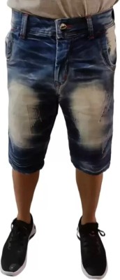 Bikrom Garments Distressed Men Denim Light Blue Denim Shorts, Beach Shorts, Night Shorts, Bermuda Shorts, Boxer Shorts, Sports Shorts