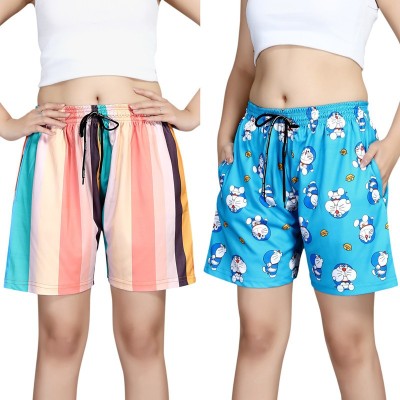 Exitro Printed Women Multicolor Night Shorts