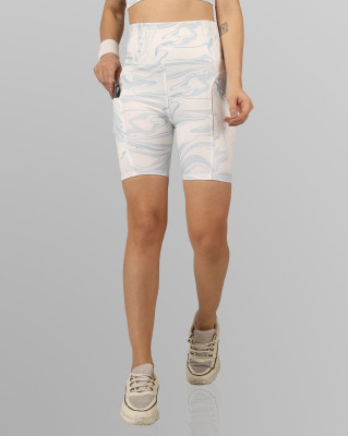 BEYOGINI Printed Women White, Blue Sports Shorts