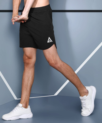 Adrenex Solid Men Black Sports Shorts