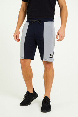 Snap and Spark Color Block Men Blue, Grey Regular Shorts