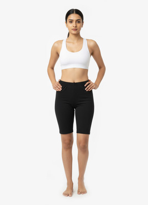 SHAKSI Solid Women Black Regular Shorts, Night Shorts, Casual Shorts