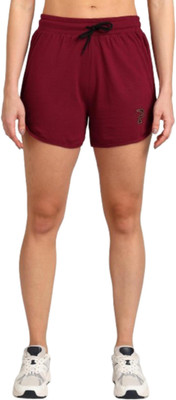 Paavki Solid Women Maroon Regular Shorts