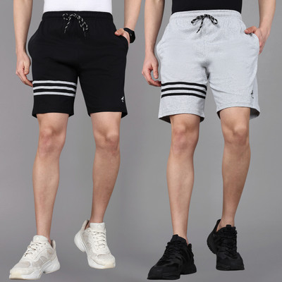 4 SPEED Solid Men Black, Grey Sports Shorts