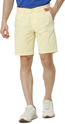 Spykar Solid Men Yellow Basic Shorts