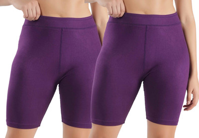 Shapyfit Solid Women Purple Cycling Shorts