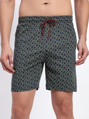 TT Printed Men Blue Basic Shorts