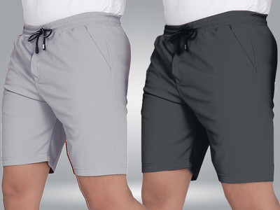 Septem Solid Men Dark Grey, Grey Gym Shorts, Sports Shorts