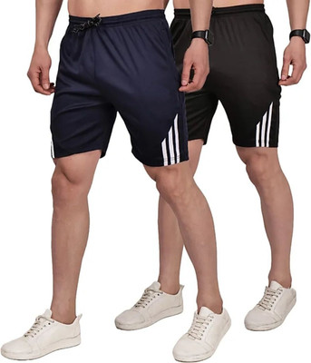 DINSHA Striped Men Blue, Black Regular Shorts