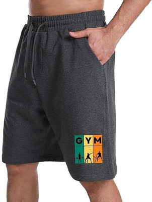 Peach Blossom Printed Men Dark Grey Casual Shorts