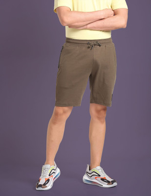 FLYING MACHINE Solid Men Brown Basic Shorts