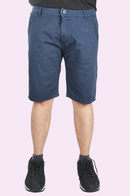 PUBHIZA Solid Men Dark Blue Chino Shorts