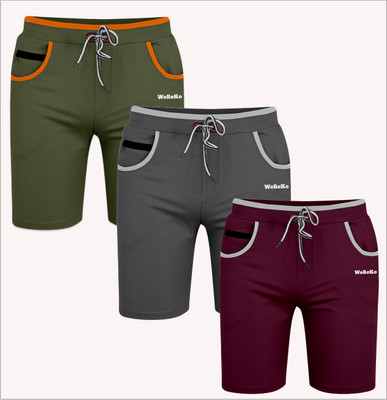 VINTHON Self Design Men Green, Dark Grey, Maroon Regular Shorts