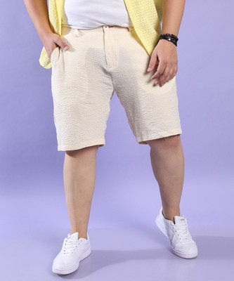 Instafab Plus Striped Men Yellow Casual Shorts