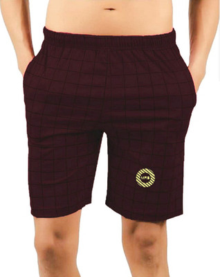 MRB Checkered Men Brown Bermuda Shorts