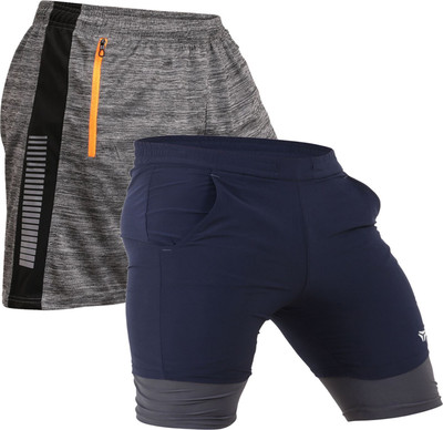 Kyk Solid Men Blue, Grey Casual Shorts