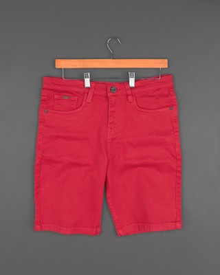 french crown Solid Men Red Regular Shorts