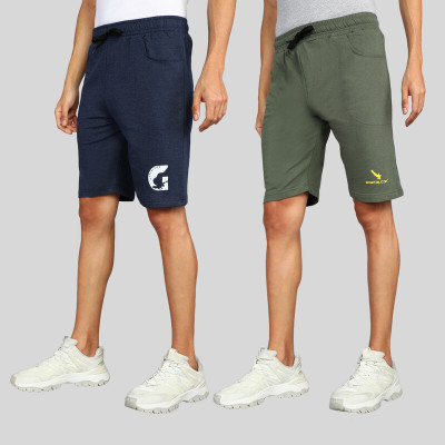 GYRFALCON Self Design Men Blue, Green Regular Shorts
