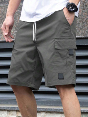 TYRELL Solid Men Dark Grey Cargo Shorts