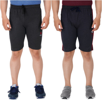 Guide Solid Men Black, Dark Blue Bermuda Shorts