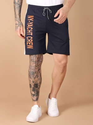 V-MART Color Block Men Blue, Blue Regular Shorts