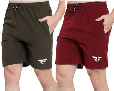RED-FOST Solid Men Maroon Sports Shorts