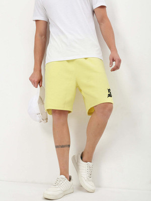 SHOWOFFFF Solid Men Yellow Regular Shorts