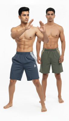 Radicle Color Block Men Dark Blue Casual Shorts