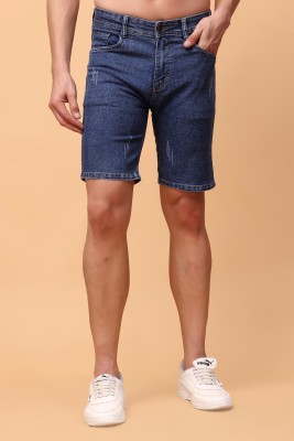 PRJ IN STYLE Solid Men Denim Blue Basic Shorts