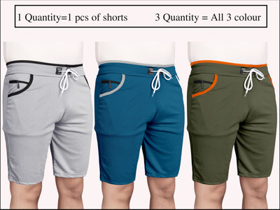 WeReKo Solid Men Light Blue, Silver, Green Regular Shorts