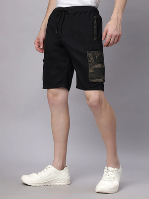 Ho Bindaass Military Camouflage Men Black Cargo Shorts